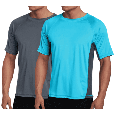 Kanu Surf Mens Rash Guard - 2 Pack UPF 50  Quick Dry Short Sleeve Swim Shirts for Men (S-XXL)