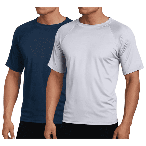 Kanu Surf Mens Rash Guard - 2 Pack UPF 50+ Quick Dry Short Sleeve Swim Shirts for Men (S-XXL)