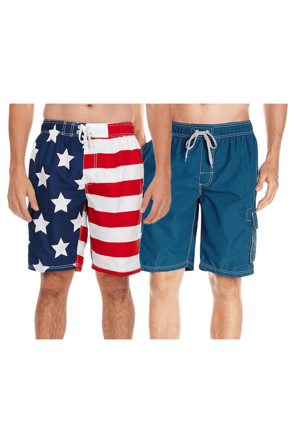 Men's Swim Trunks - 2 Pack UPF 50+ Quick Dry Flex Bathing Suit, 9" Inseam (S-XXL)