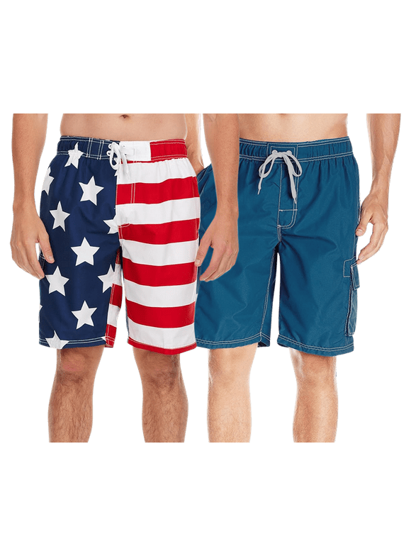 Men's Swim Trunks - 2 Pack UPF 50+ Quick Dry Flex Bathing Suit, 9" Inseam (S-XXL)