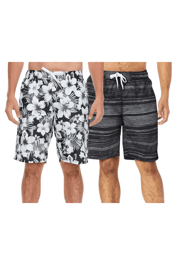 Mens Swim Trunks 9 inch Inseam Quick Dry Mens Board Shorts Summer Bathing Suit 2 Pack