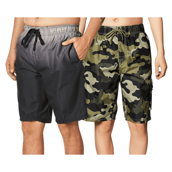 Kanu Surf Mens Swim Trunks 9 inch Inseam Quick Dry Mens Board Shorts Summer Bathing Suit 2 Pack