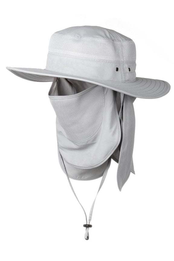 Keya Adult Unisex Performance Boonie Hat Neck & Face Drape Light Gray