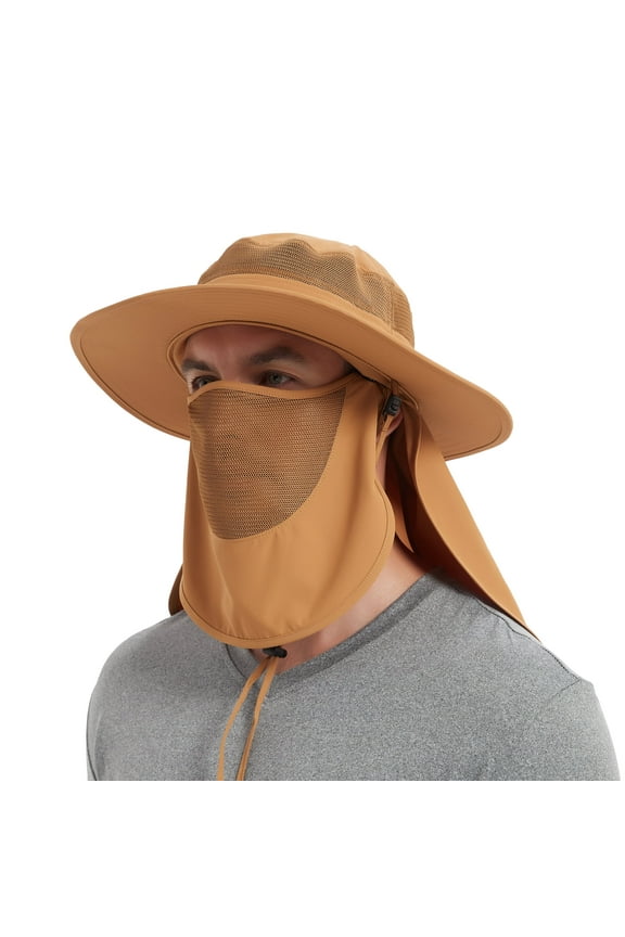 Keya Fishing Hat for Men Women, UPF 50+ Wide Brim Sun Hat with Detachable Face Cover & Neck Flap for Hiking, Gardening, Beach