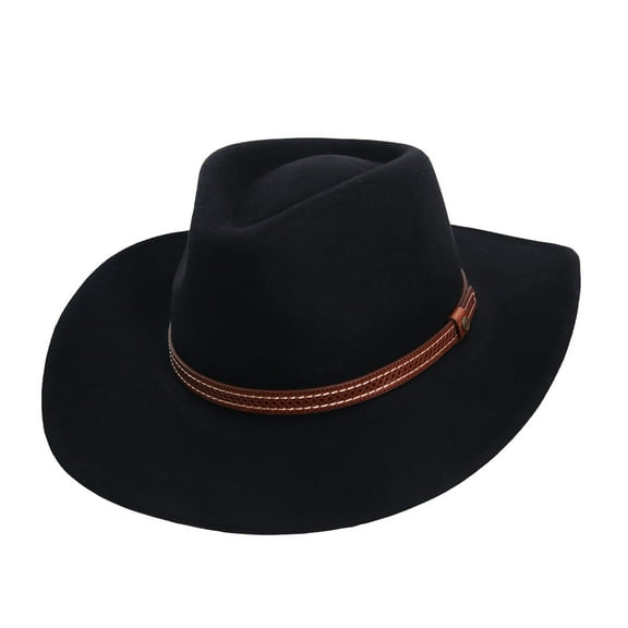 Kanut Sports - Rocky - Wool Felt Western-Style Black Cowboy Hat for Male