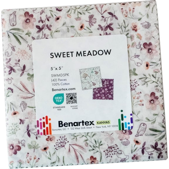 Kanvas Studio Sweet Meadow 5X5 Pack 42 5-inch Squares Charm Pack