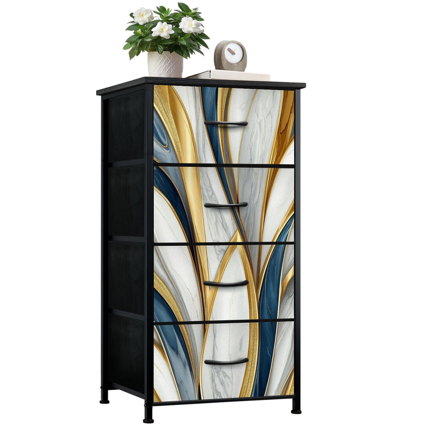 Kanworse 4 Drawer Fabric Dresser for Bedroom Abstract luxury marble art marbling Chests of Drawers for Closet Organizers Storage