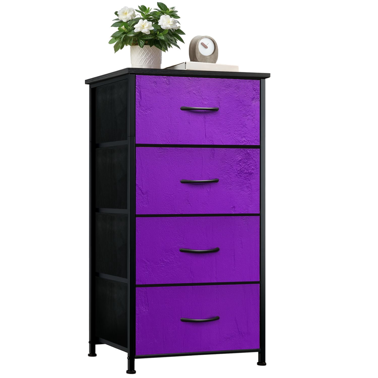 Kanworse 4 Drawer Fabric Dresser for Bedroom Abstract textured light purple Chests of Drawers for Closet Organizers Storage