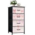 thumbnail image 1 of Kanworse 4 Drawer Fabric Dresser for Bedroom Pastel Pink Bow Collection Various Chests of Drawers for Closet Organizers Storage, 1 of 8