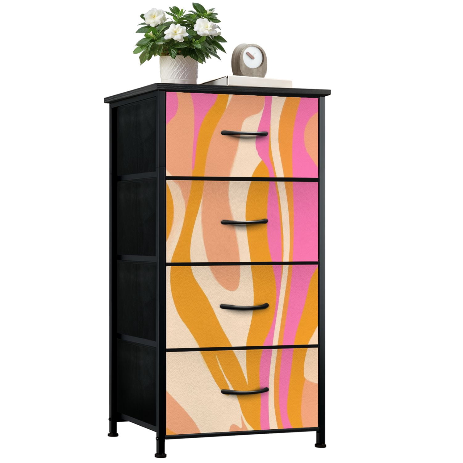 Kanworse 4 Drawer Fabric Dresser for Bedroom Psychedelic swirl groovy Psychedelic Chests of Drawers for Closet Organizers Storage