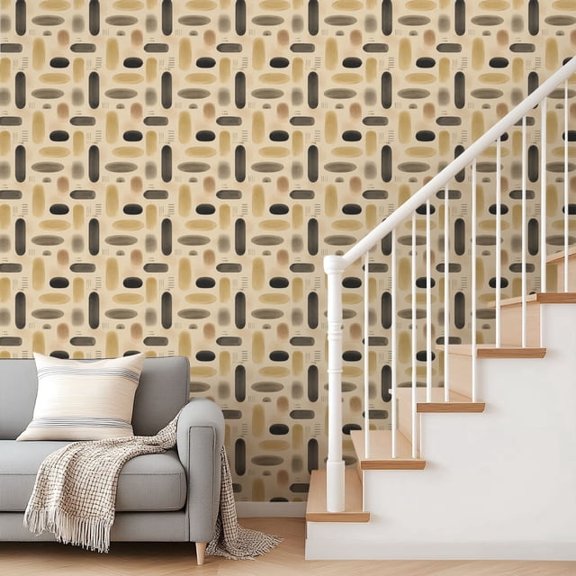 Kanworse Peel and Stick Wallpaper Abstract Geometric Wood Neutral Mid ...