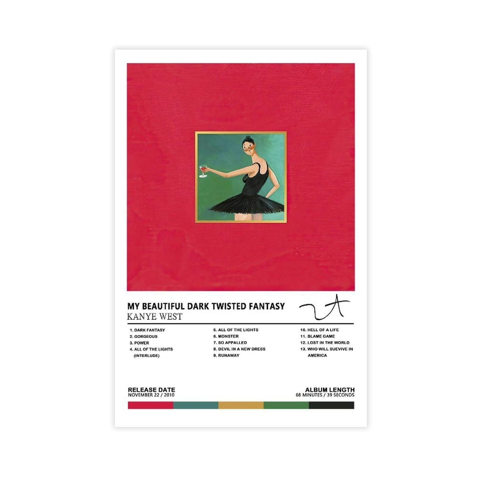 Kanye West Poster My Beautiful Dark Twisted Fantasy Album Cover Posters ...