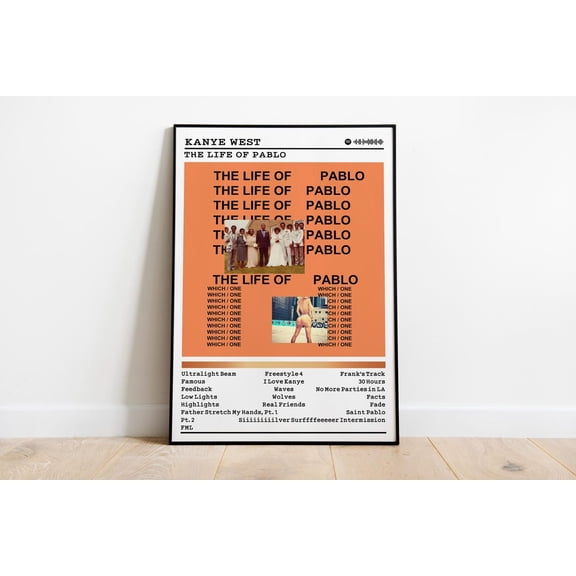 Kanye West - The Life Of Pablo Album : Rap Music Wall Art #270, Stretched Canvas Size 8x12