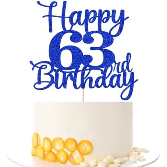 YNGLLC Glitter Happy 63rd Birthday Cake Topper,Hello 63Cheers to 63 Years,63rd Anniversary & 63 years old birthday Party Decoration