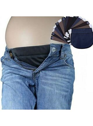 Syhood Adjustable Maternity Pants Extender Elastic Pant Button Extenders Waistband Extender for Pregnancy Women (Black+Navy Blue)