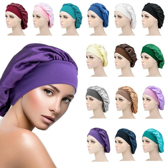 Kaola Sleep Hat Wide Headband Elastic Satin Stretchy Hair Bonnet Hat for Woman