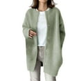 thumbnail image 1 of Kaondbfi Cardigan for Women, Korean Wool Coat Slim Trench Long Coat Fall Winter Elegant Round Neck Straight Korean Coat Mid Long Wool Overcoat Womens Winter Coat, 1 of 5