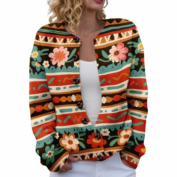 Kaondbfi Cardigan for Women, Button Down Cardigan Sweater Long Sleeve Sweaters Casual Trendy Fall Tops Coat Women's Winter Coat