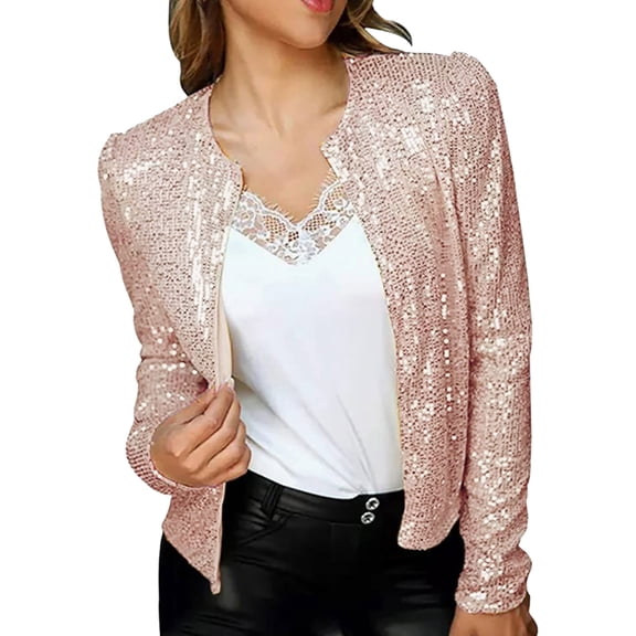 Kaondbfi Cardigan for Women, Fashion Color Matching Sequin Short Casual Women's Coat Women's Winter Coat