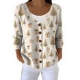 thumbnail image 1 of Kaondbfi Cardigan for Women, Printed Women's Casual Button Cardigan with V Neck and Thick Needle Hole Stripe Womens Winter Coat, 1 of 4