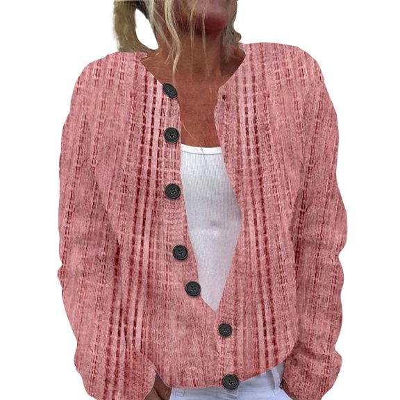 Kaondbfi Cardigan for Women, Single Plush Art Print Comfortable Knitted Cardigan Womens Winter Coat