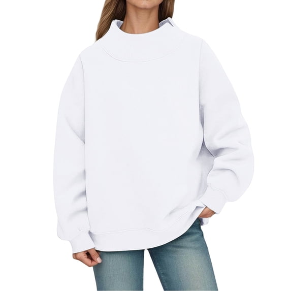 Kaondbfi Mock Neck Sweatshirt Women Fall Oversized Turtleneck Pullover Fleece Long Sleeve Sweatshirts Tops Womens Essentials Fashion Clothing