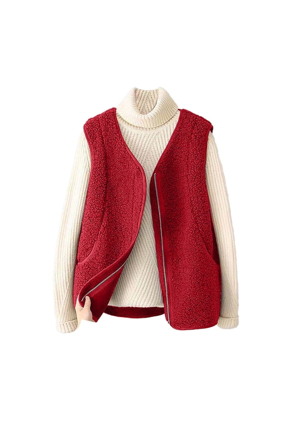 Outerwear Vests for Women, Female Vest Coat One Spring and Autumn New Korean Version Of Imitation Lamb Hair Wearing Vest Vest Womens Winter Coat