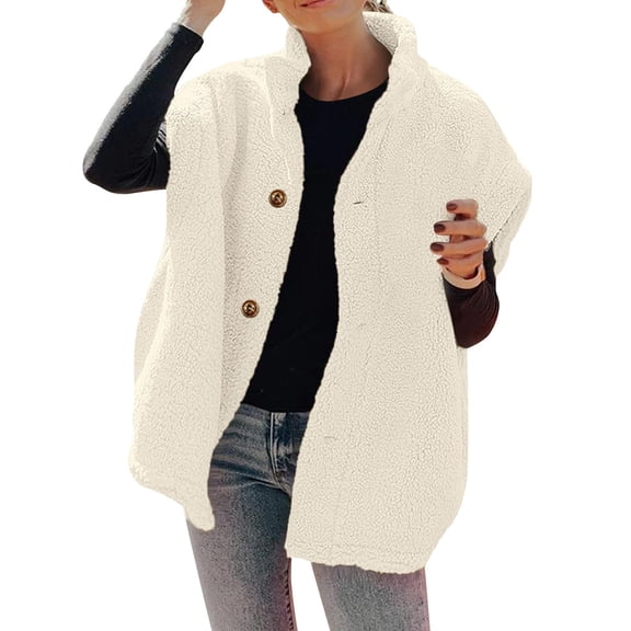 Kaondbfi Outerwear Vests for Women, Winter Solid Color Warm Fleece Loose Casual Sleeveless Vest Jacket Women's Winter Coat