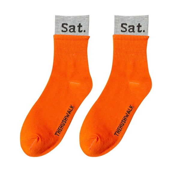 Kaondbfi Socks for Women Trend Color Matching Creative Week Printed Cotton Socks Sock Sports and Leisure Stockings