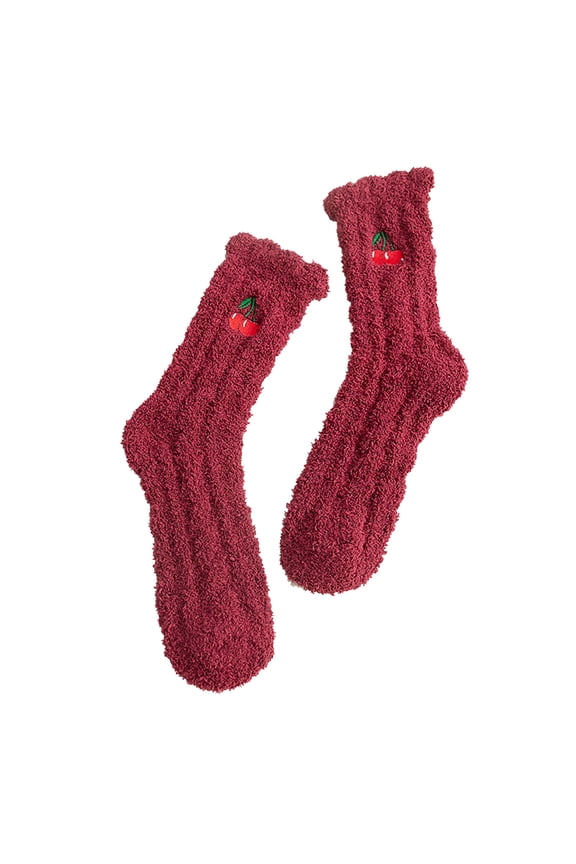 Socks for Women Winter Warm Ladies Floor Slouchy Socks Peach Women Fruit Socks