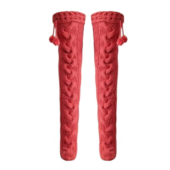 Kaondbfi Stockings for Women Autumn Winter Solid Knitted Warm Long Knee Cap Socks with Plush
