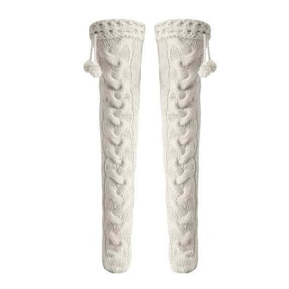 Kaondbfi Stockings for Women Autumn Winter Solid Knitted Warm Long Knee Cap Socks with Plush