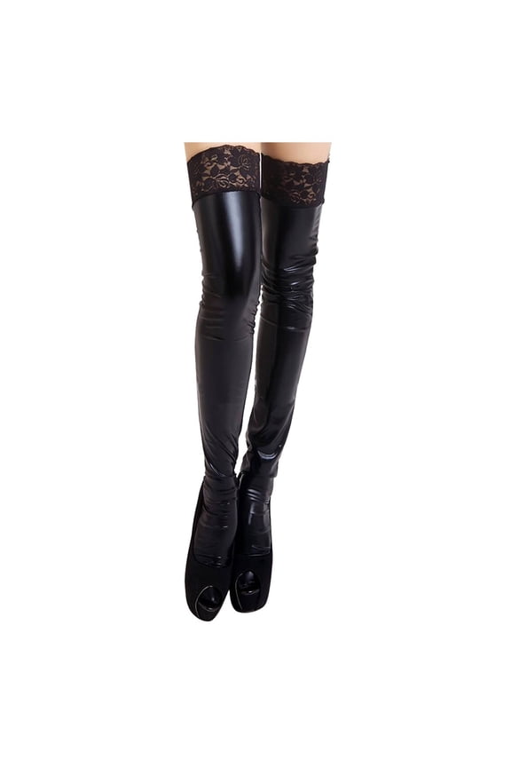 Stockings for Women Patent leather Lace Stockings Shiny Shape Stockings Women's Acccessories Socks