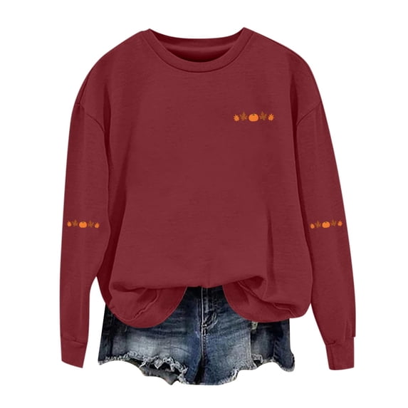 Kaondbfi Sweatshirt for Women Fall Winter Tops Long Sleeve Shirts Oversized Tshirts Round Neck Women's Fashion Essentials Clothing