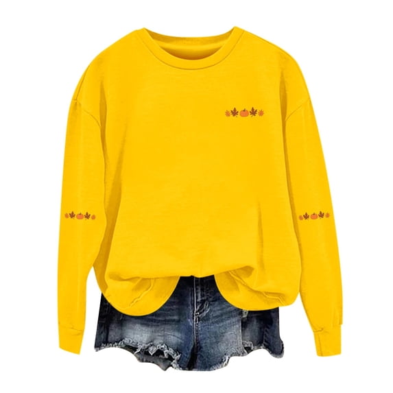 Kaondbfi Sweatshirt for Women Fall Winter Tops Long Sleeve Shirts Oversized Tshirts Round Neck Women's Fashion Essentials Clothing