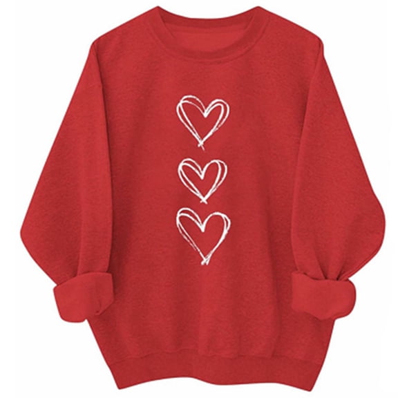 Kaondbfi Valentine Sweatshirts for Women Cotton Couples Heart Graphic Crewneck Pullover Soft Fashion Valentines Shirts Surprise Gifts for Your Beloved