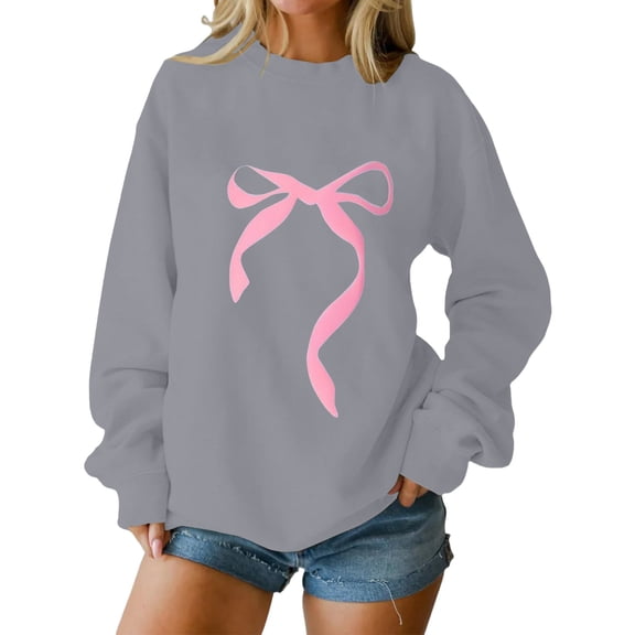 Kaondbfi Valentine Tops for Women Long Sleeves Valentine Sweatshirt Trendy Love Heart Shirts Plus Size Ladies Tops Surprise Gifts for Your Beloved