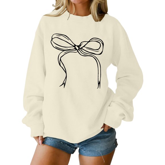 Kaondbfi Valentine Tops for Women Long Sleeves Valentine Sweatshirt Trendy Love Heart Shirts Plus Size Ladies Tops Surprise Gifts for Your Darling