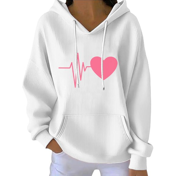 Kaondbfi Valentine's Day Comfortable and Casual Long Sleeved Fashionable Hooded Printed Sweatshirt Surprise Gifts for Your Darling