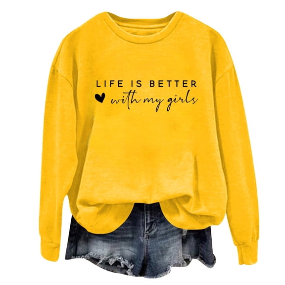 Kaondbfi Valentine's Day Life Is Better with My Girls Hoodie Life Is Better with My Girls Sweatshirt Adult Hoodie Surprise Gifts for Your Beloved