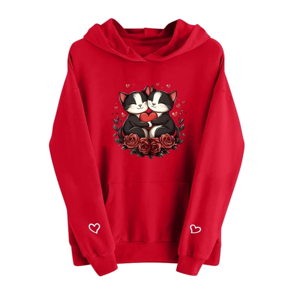 Kaondbfi Valentine's Day Women's Autumn and Winter Letter Print Long Sleeve Sweatshirt Surprise Gifts for Your Darling