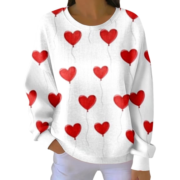 Kaondbfi Valentine's Day Women's Casual Long Sleeve Crewneck Sweatshirt Soft Comfy Loose Fit Pullover Top for Everyday Wear Black Surprise Gifts for Your Dear