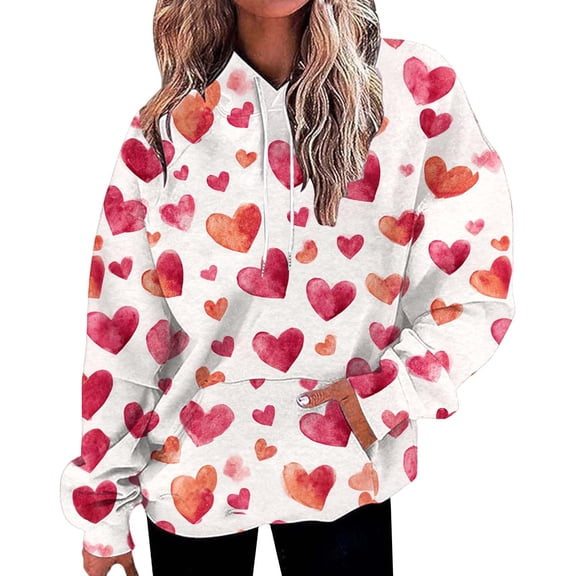 Kaondbfi Valentine's Day Womens Oversized Printed Sweatshirts Pullover Women's Loose Casual Sweatshirts Surprise Gifts for Your Dear