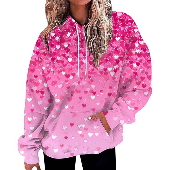 Kaondbfi Valentine's Day Womens Oversized Printed Sweatshirts Pullover Women's Loose Casual Sweatshirts Surprise Gifts for Your Dear