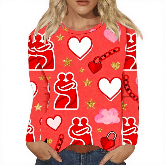Kaondbfi Valentines Day T Shirt Womens Love Shirt Print Tree T Shirt Holiday Graphic Tee Tops Surprise Gifts for Your Beloved
