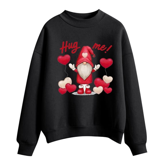 Kaondbfi Valentines Day Womens Loose Sweatshirt Printed Round Neck Oversize Long Sleeve Pullover Top Surprise Gifts for Your Darling