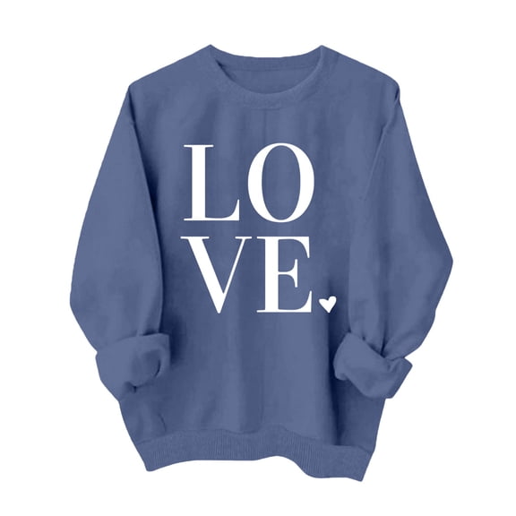 Kaondbfi Valentines Shirt for Women Causal Heart Print Graphic Long Sleeve Oversized Blouse Tops Plus Size Crewneck Sweatshirt Surprise Gifts for Your Darling
