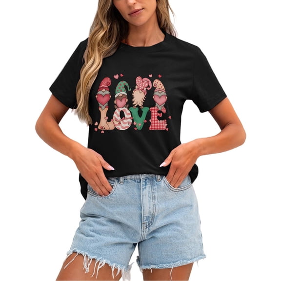 Kaondbfi Valentines Shirts for Women Cute Love Heart Graphic Tees Short Sleeve Tops Surprise Gifts for Your Beloved