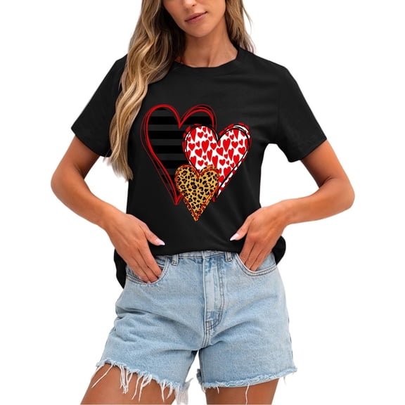 Kaondbfi Valentines Shirts for Women Cute Love Heart Graphic Tees Short Sleeve Tops Surprise Gifts for Your Beloved