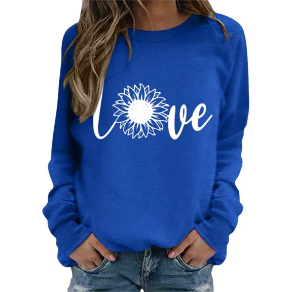 Kaondbfi Women Cute Valentine's Graphic Sweatshirt Casual Round Neck Pullover Loose Shirt Lightweight Tops Surprise Gifts for Your Dear